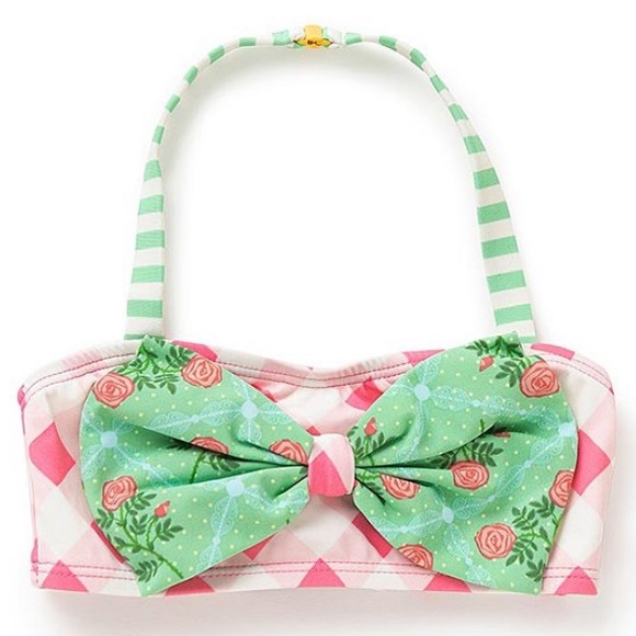 NWT Matilda Jane Pink and Green Floral Check Sandcastle Bikini Top- Todd… - Picture 2 of 6